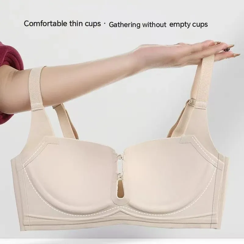 Sexy Half-cup Push Up Lingerie For Women Cross-over Design Seamless And Invisible Thin Top Bottom Thick Cup Bra