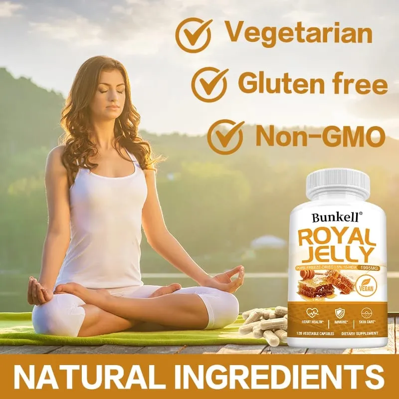 Royal Jelly 1995 Mg - Joint Support Antioxidant Supports Immune System Cardiovascular Health - Non-GMO Gluten-Free Formula