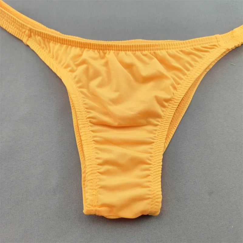 Narrow Waist Seamless Ice Silk Briefs Men Sexy Transparent Underwear Low Waist Bikini Panties Adult Lingerie