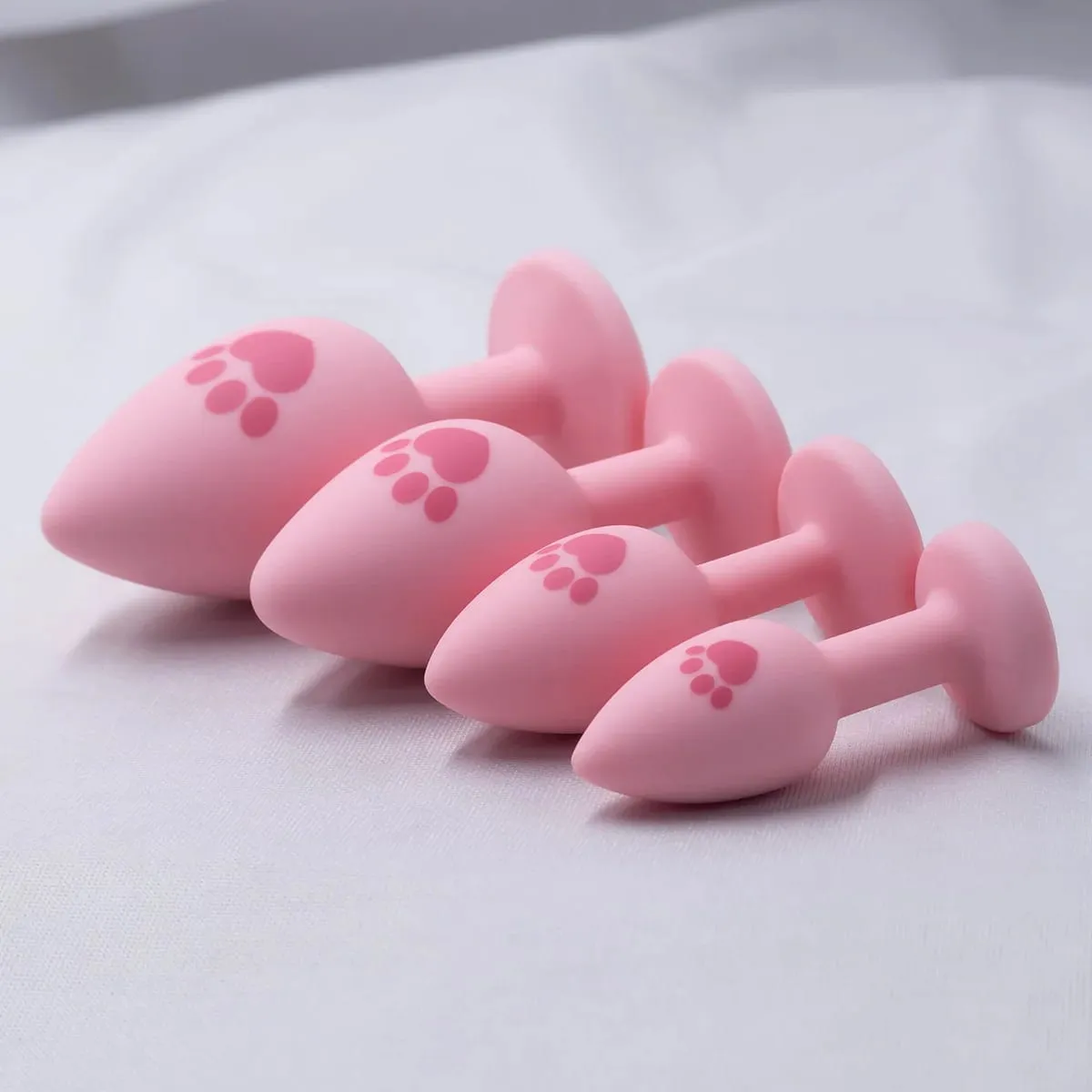 New 4 Sizes Cat Paw Silicone Anal Plug Pink Butt Plug Crystal Base Anus Dilator Expander Sex Toys For Woman Men Prostate Massage