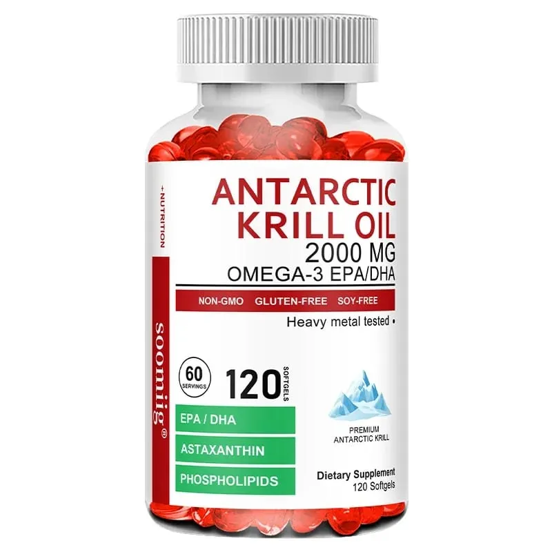 Antarctic Krill Oil Capsules 2000mg Omega-3 EPA & DHA with Astaxanthin Supplement Sourced from Red Krill Maximum Strength