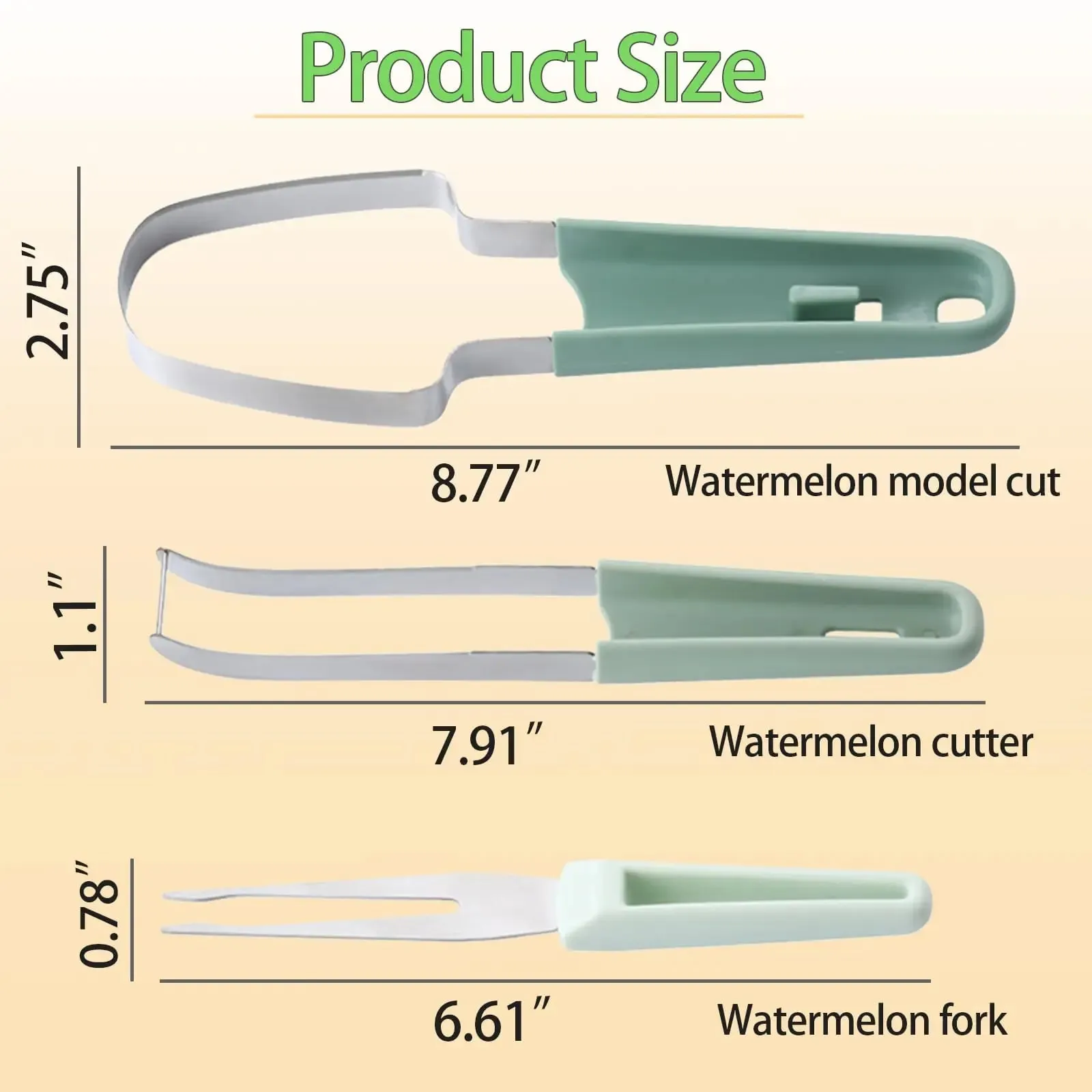 Watermelon Cutter Slicer Popsicle Mould 3 in 1 Melon Scoop Fruit Scooper Tool for Dig Pulp Separator Creative Fruit Knife