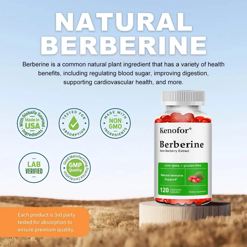 Premium Berberine Supplement Capsules - Supports Immune System Healthy Food Antioxidant NON-GMO