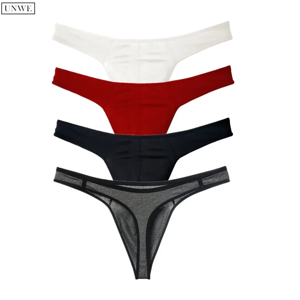 Men Underwear G String Cotton Thong Solid Color Soft Low Rise Male Bikini Briefs Comfy Penis Pouch Underpants Plus Size — image 1