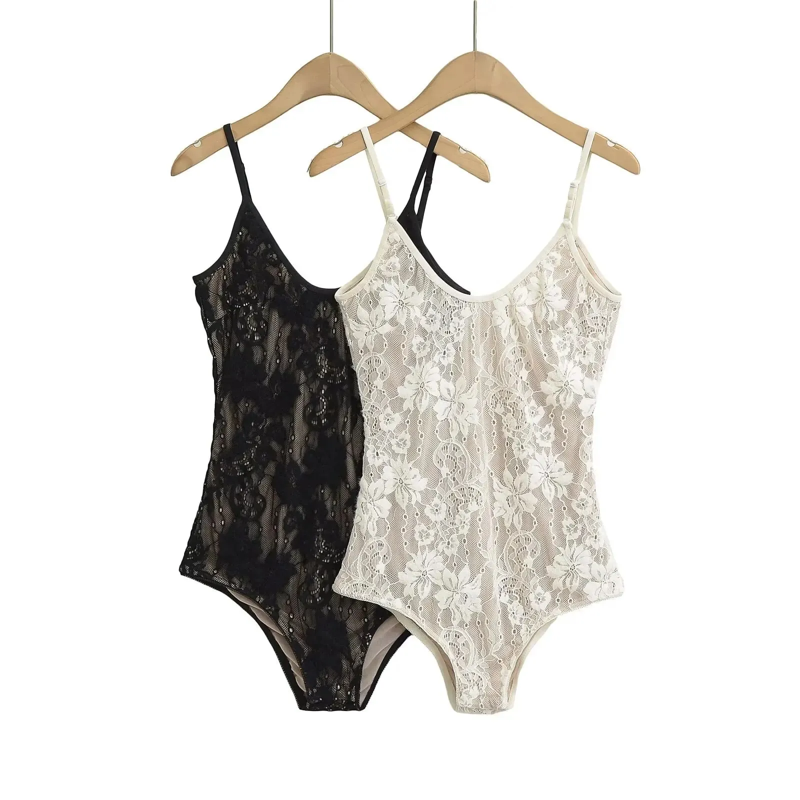 Sexy See Through Lace With Lining Backless Spaghetti Strap Bodysuit Woman Sling Tight Short Jumpsuit Slim Fit Rompers Playsuits — image 6