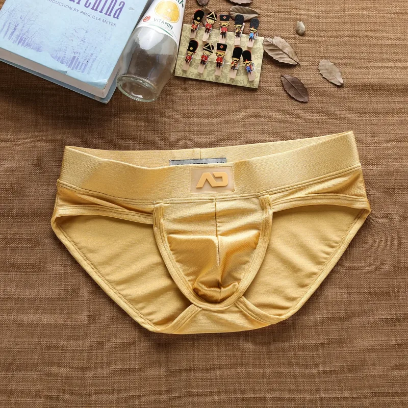2025Simple, solid color, fashionable, men's low-rise nylon brushed bright briefs AD3-M257