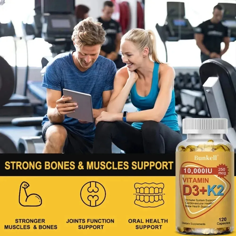 Natural Vitamin D3 K2 Softgels for Heart Joint and Bone Health D3 K2 Multivitamin Supplement