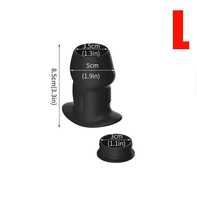Hollow Speculum Peeking Anal Beads Butt Plug with Stopper Expander Tunnel Enema Anus Dilation Adult Sex Toys for Women Men Gay