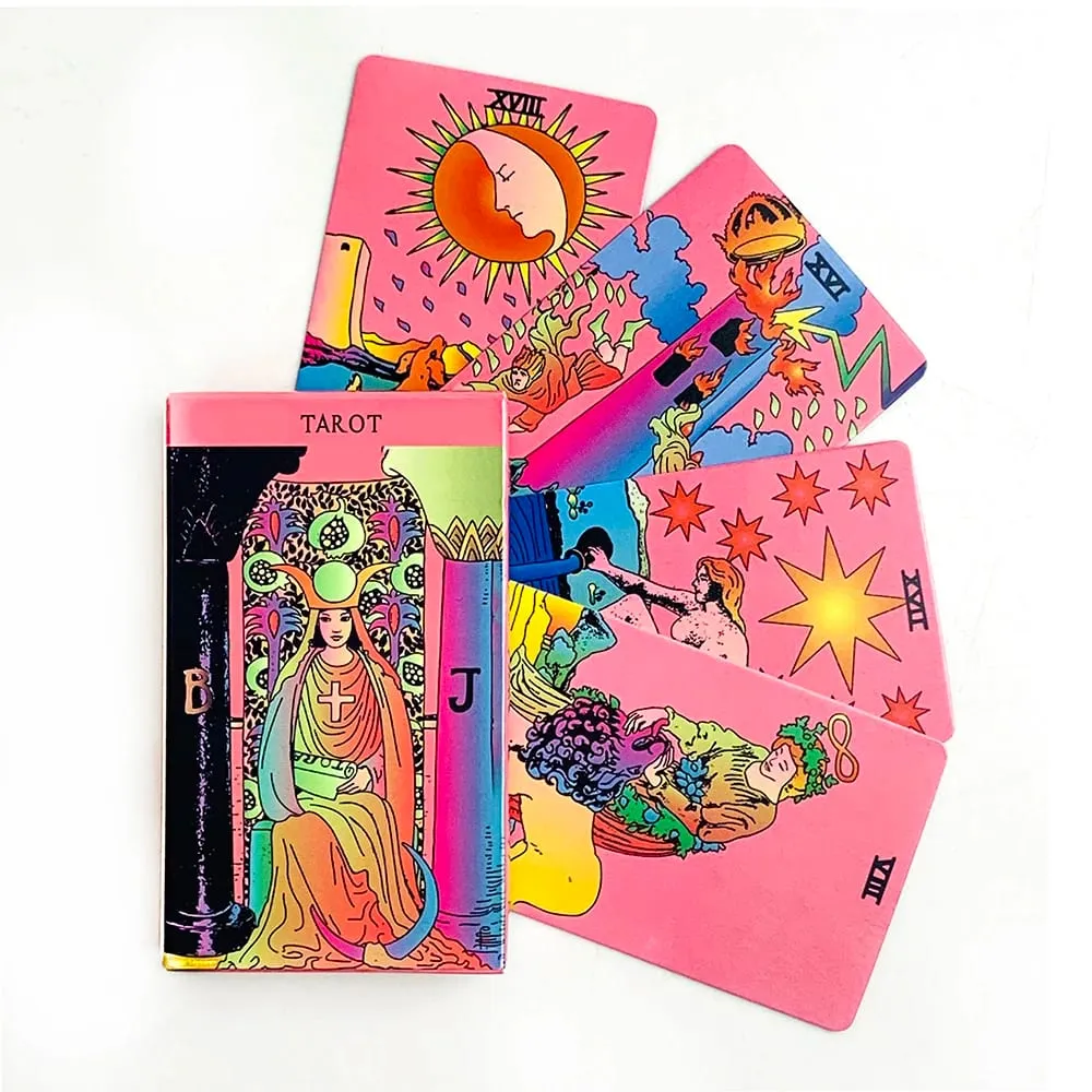 Pink Tarot Decks 78pcs Tarot Card Prediction Divination Tarot Deck English Version Oracles Deck Board Game Family Gathering Game — image 1