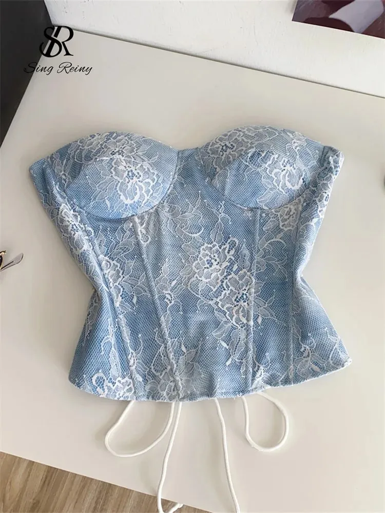 Sexy Lace Strapless Mini Top Ladies Backless Bandage Camisole 2025 Fashion Women Hotsweet Senior Chic Beachwear Corset