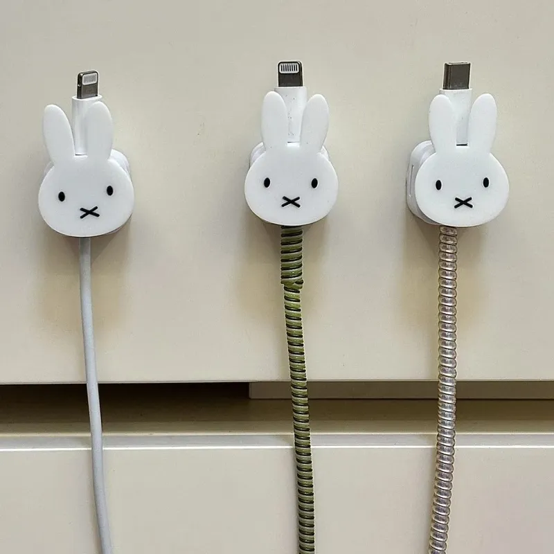 Cute Miffy Rabbit Magnetic Data Cable Organizer Cartoon Desktop Phone Charging Fixator Wall-mounted Clip — image 5