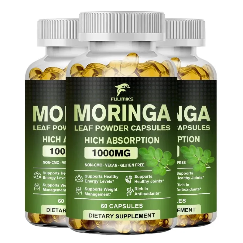 High Absorption Moringa Oleifera 1000mg Capsules Supports Immune Metabolism Skin Care & Healthy Weight Management