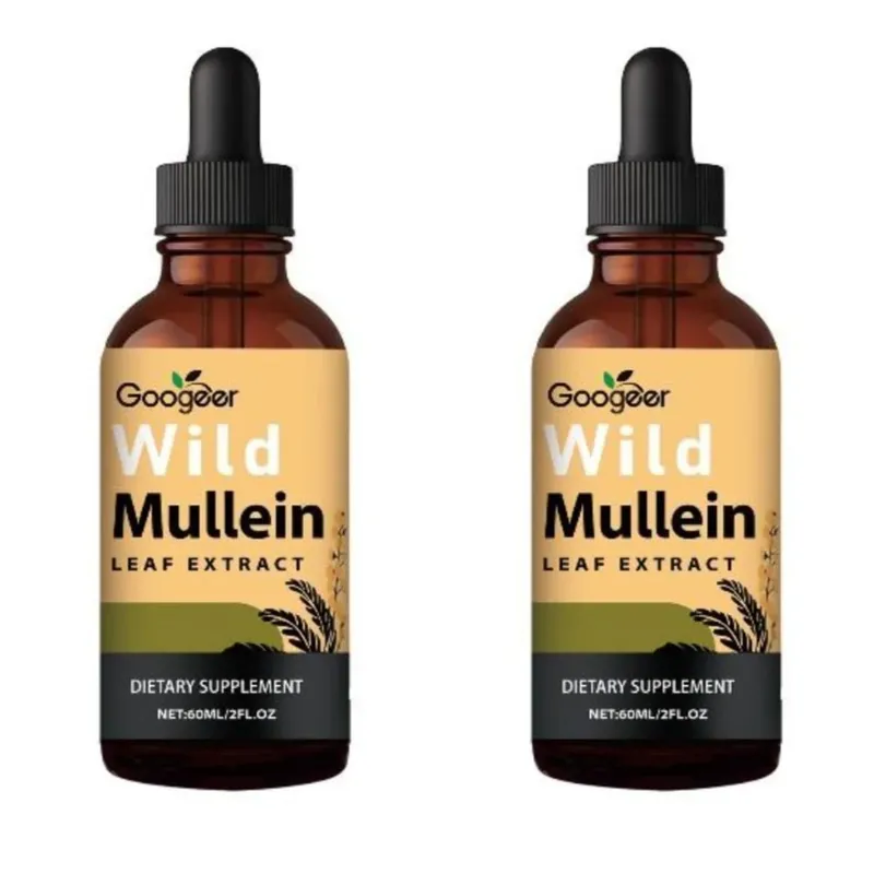 Wild Mullein Leaf Extract Drops with Ginger & Lemon Peel 60ml Herbal Liquid Supplement for Daily Respiratory Wellness & Comfort
