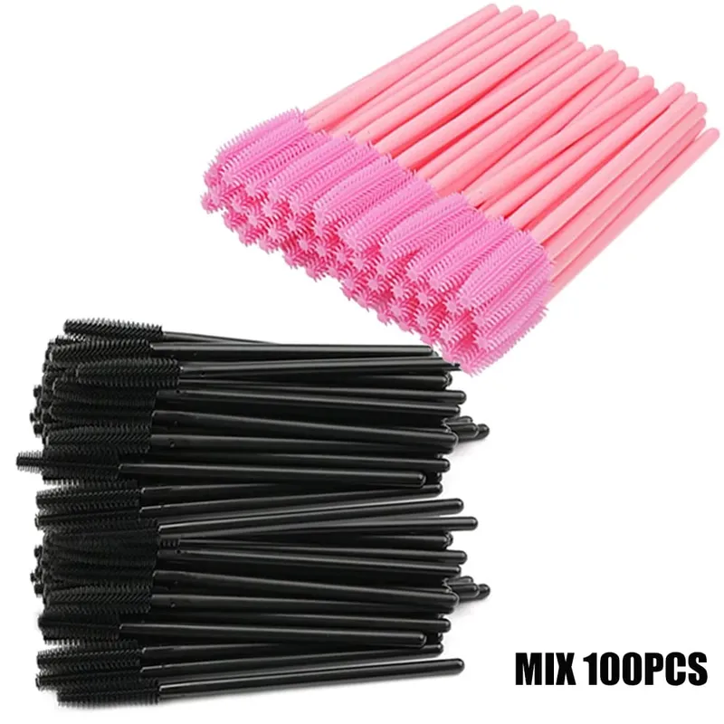 50/100PCS Eyelash Brush Silicone Eyelashes Brushes Mascara Wands Applicators Kits For Lash Extension Eyebrows Makeup Tool