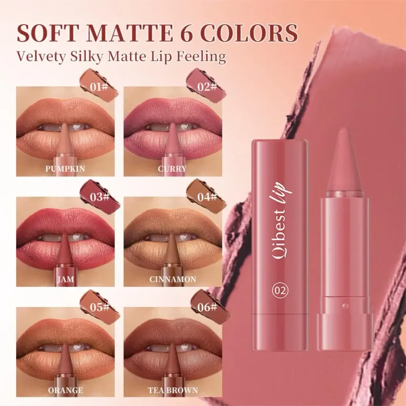 Waterproof Matte Lipstick Liner 2-in-1 Pencil High Pigmentation Lip Color Smooth Moisturizing Formula Natural Gradient Lipstick