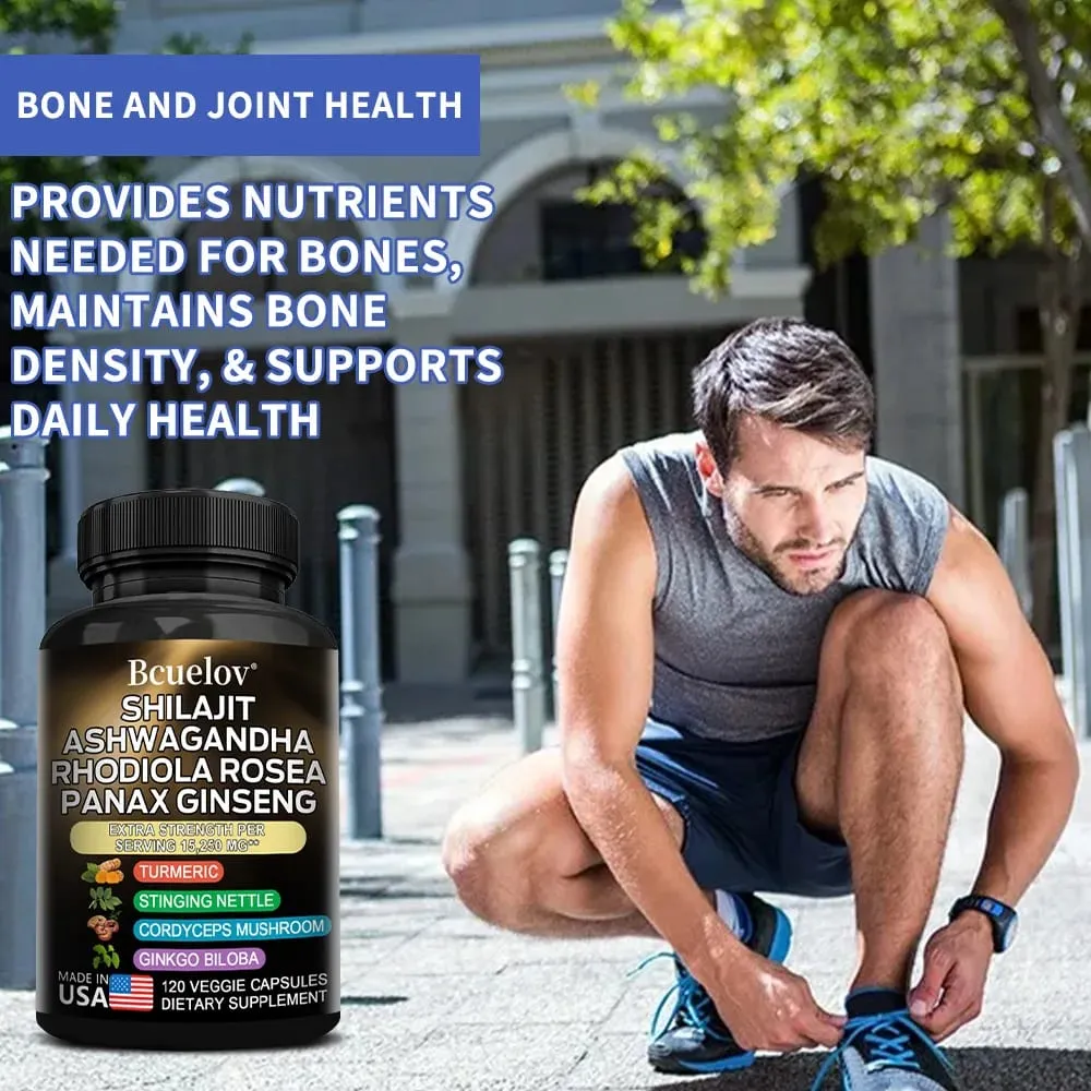 Shilajit Ashwagandha Rhodiola Rosea Ginseng High Concentration Formula Promotes Digestive System Brain Joint Health Supplement