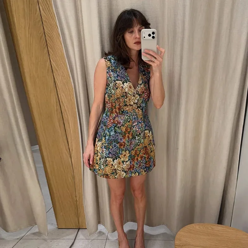 Floral Print Cami Corset Top Thin Straps U Neck Structured Waist Pointed Hem Vintage 2026 Spring Summer Vacation Lady Chic Top — image 10