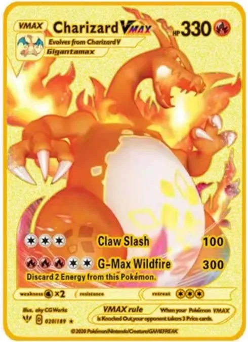 English Version Pokemon Metal Card Anime Figure Pikachu Charizard Mewtwo Battle Trading Game Collection Cards Model Toy Gifts