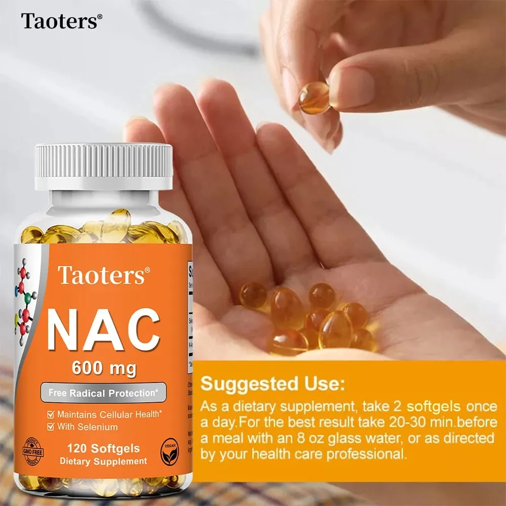 NAC Capsules 600mg - Support Skin Health Antioxidant Promotes Detoxification and Repair Enhance Immunity - Non-GMO