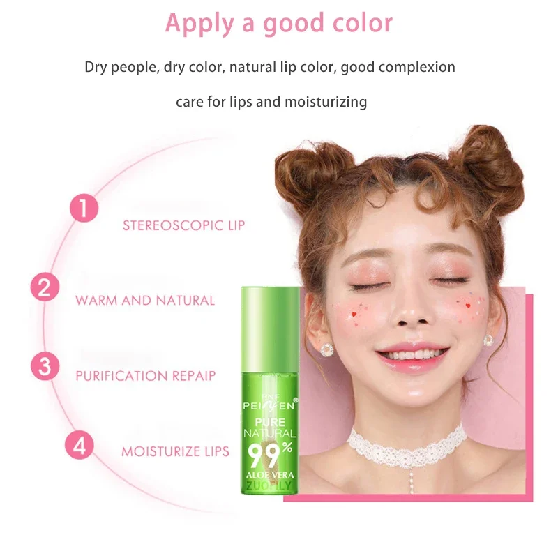 1PCS Moisturizing Natural Aloe Essence Lip Gloss Changable Color Portable Waterproof Long Lasting Nutritious Lips Care Lipstick — image 6