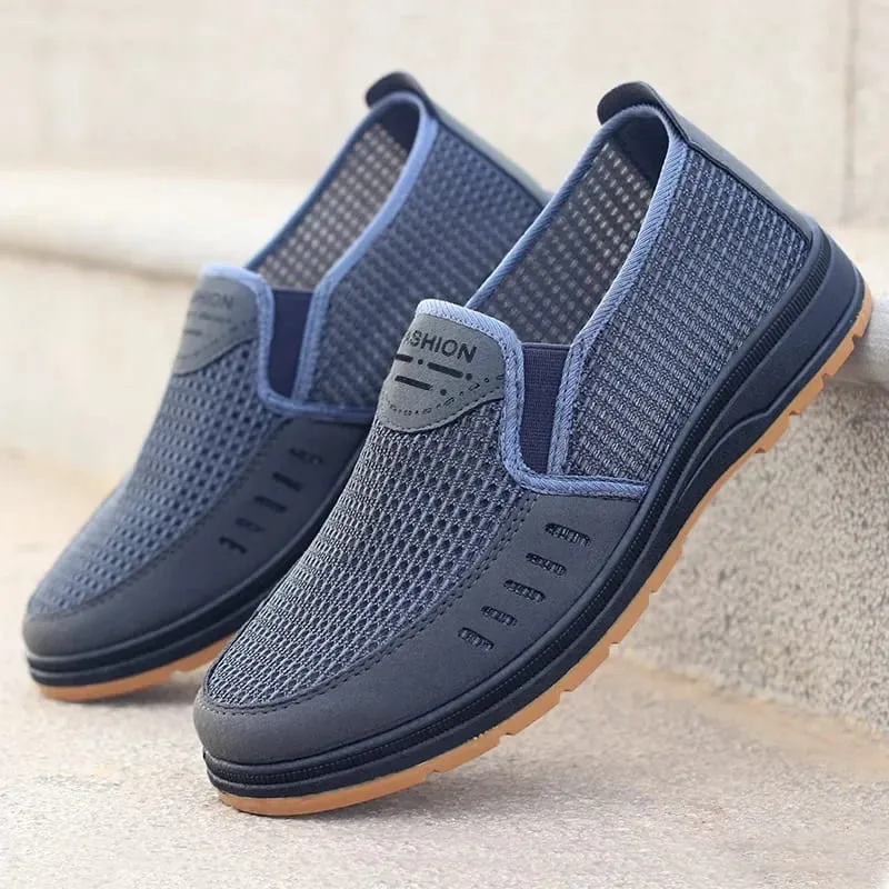Men's Shoes Summer Breathable Mesh Slip-On Dad/Elderly Shoes Non-Slip Orthopedic Comfort Lightweight Canvas Shoes