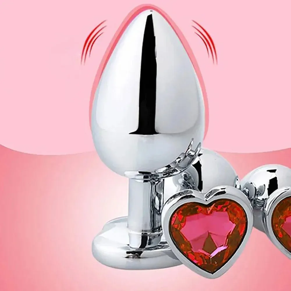 S/M/L Sumbat Anal Kristal Logam Hati Sumbat Anal untuk Wanita Sumbat Bokong Baja Tahan Karat Dapat Dilepas Mainan Seks Anal Stimulator Pria
