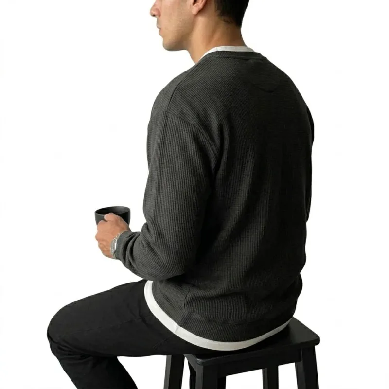 New Long Sleeve Sweatshirts for Men Casual T-Shirts Luxury Men's Coats Waffle Crew Neck Hoodie Men Poleron Breathable Tshirts