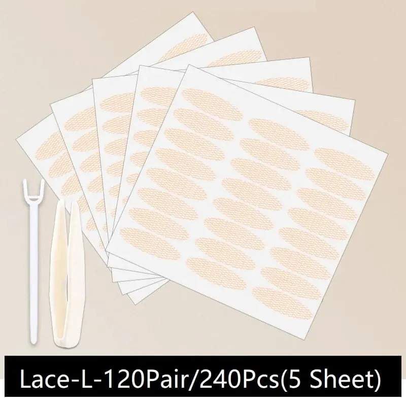 240PCS Eyelid Tape Double Glue Sticker Invisible Double Fold Eyelid Lace Paste Clear Beige Stripe Self-adhesive Eye Makeup Tool