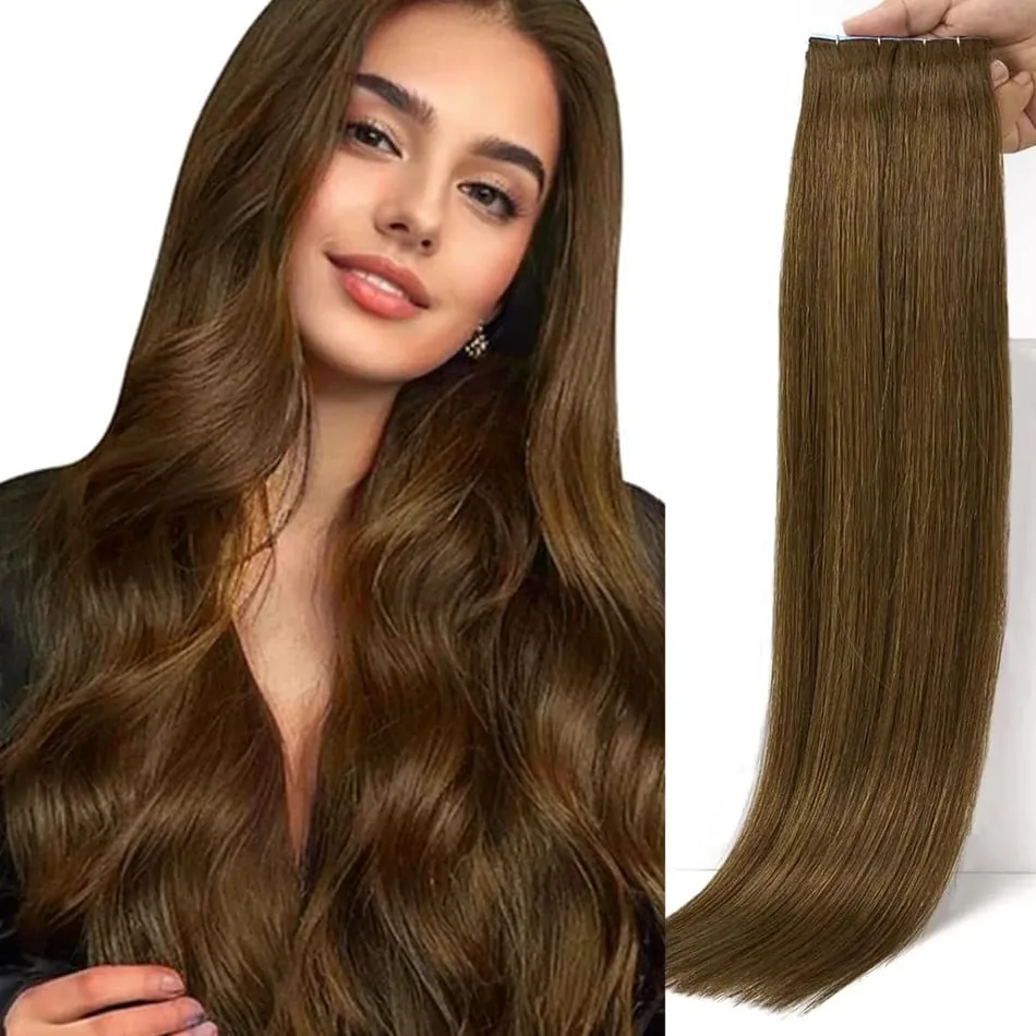 Tape In 100% Human Hair Straight Double Sided Blonde Comfortable Silky Natural Remy Virgin Tape ins Bone Straight Double Drawn