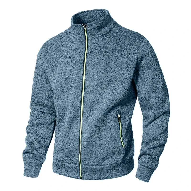 Panlalaking Stand Collar sweatshirt kaswal na zipper Cardigan Jacket sa labas ng Long Sleeve Solid Color Pullover Magaang Streetwear
