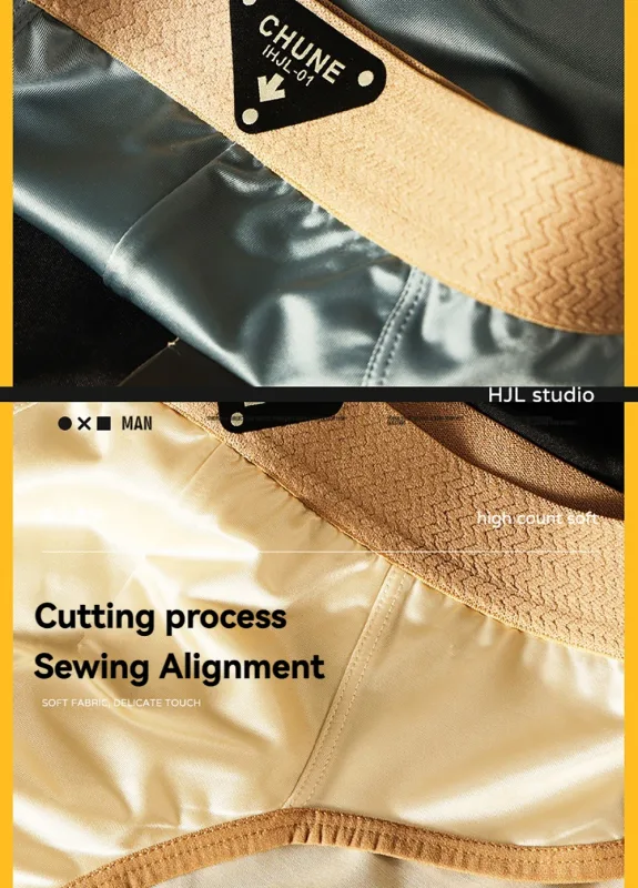 3PCS/Pack Luxury Satin-like Men's Briefs Ice Silk Hygroscopic Breathable Mesh Crotch Panties Soft High Elastic Man Underwear