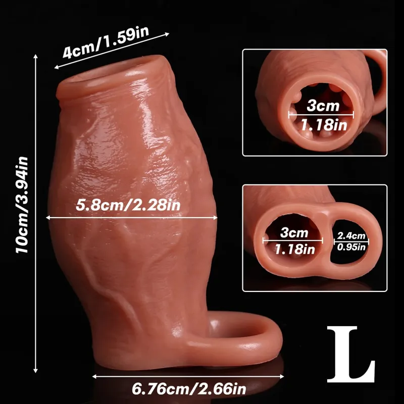 Penis Enlargement for Men Sleeve Cock Ring Delay Ejaculation Penis Extender Condom Lock Ring Sex Toys Artificial Penis Training