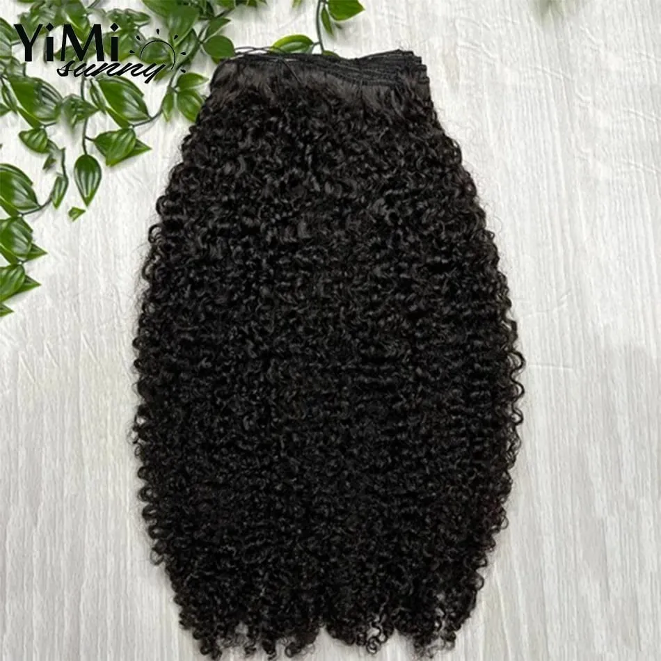 4B 4C Afro Kinky Curly Clip In Hair Extensions Mongolian Kinky Human Hair Clip Ins Extension 120G Full Head Add Volume and Long