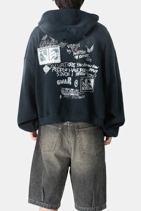 Nouveau surdimensionné PALY sweat à capuche pour homme femme lavé noir endommagé meilleure qualité décontracté Vintage Cardigan Zip sweats