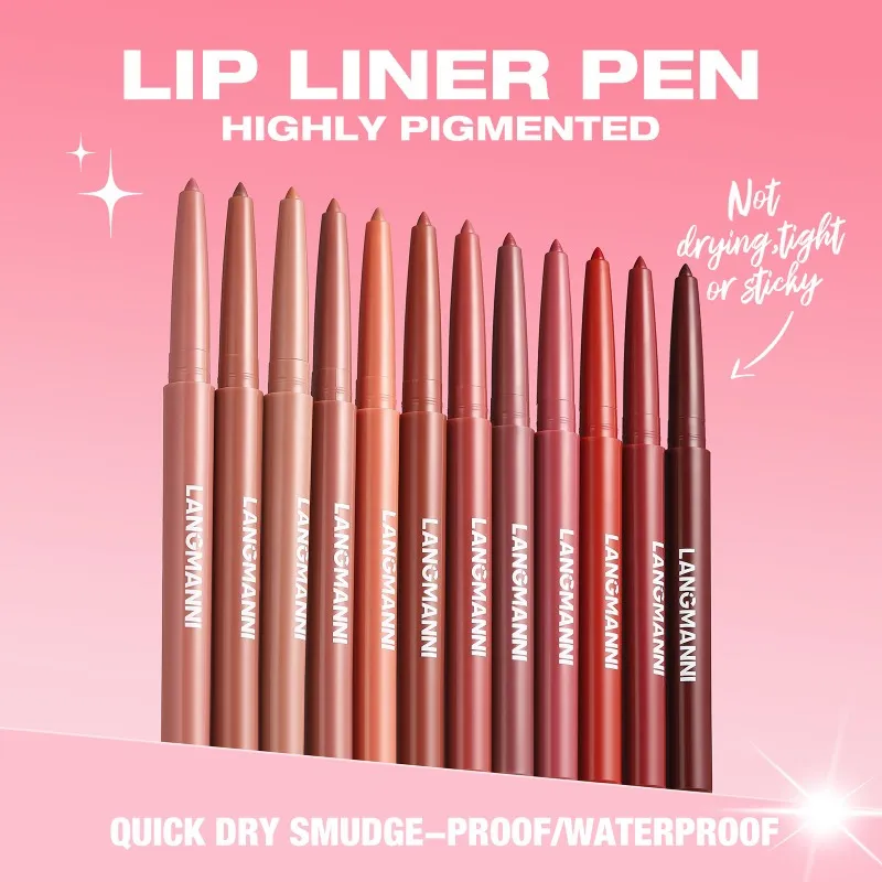 12-color Matte Lip Liner Waterproof Plumping Stain Lipstick Natural Nude Pink Lip Liner Professional Outline Lips Contour Makeup