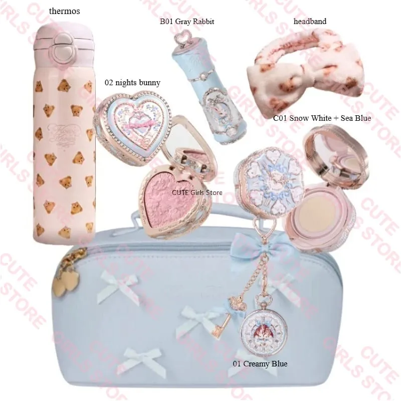 Makeup Set Flower Knows Bunny Garden Collection 6 Color Eyeshadow Palette Embossed Blusher Shine Lipstick Kit Maquiagem