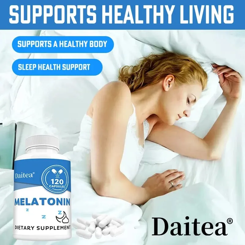 Melatonin Supplement Capsules 5 Mg - Natural Sleep Support Relaxation and Calmness Promotes Sleep Quality