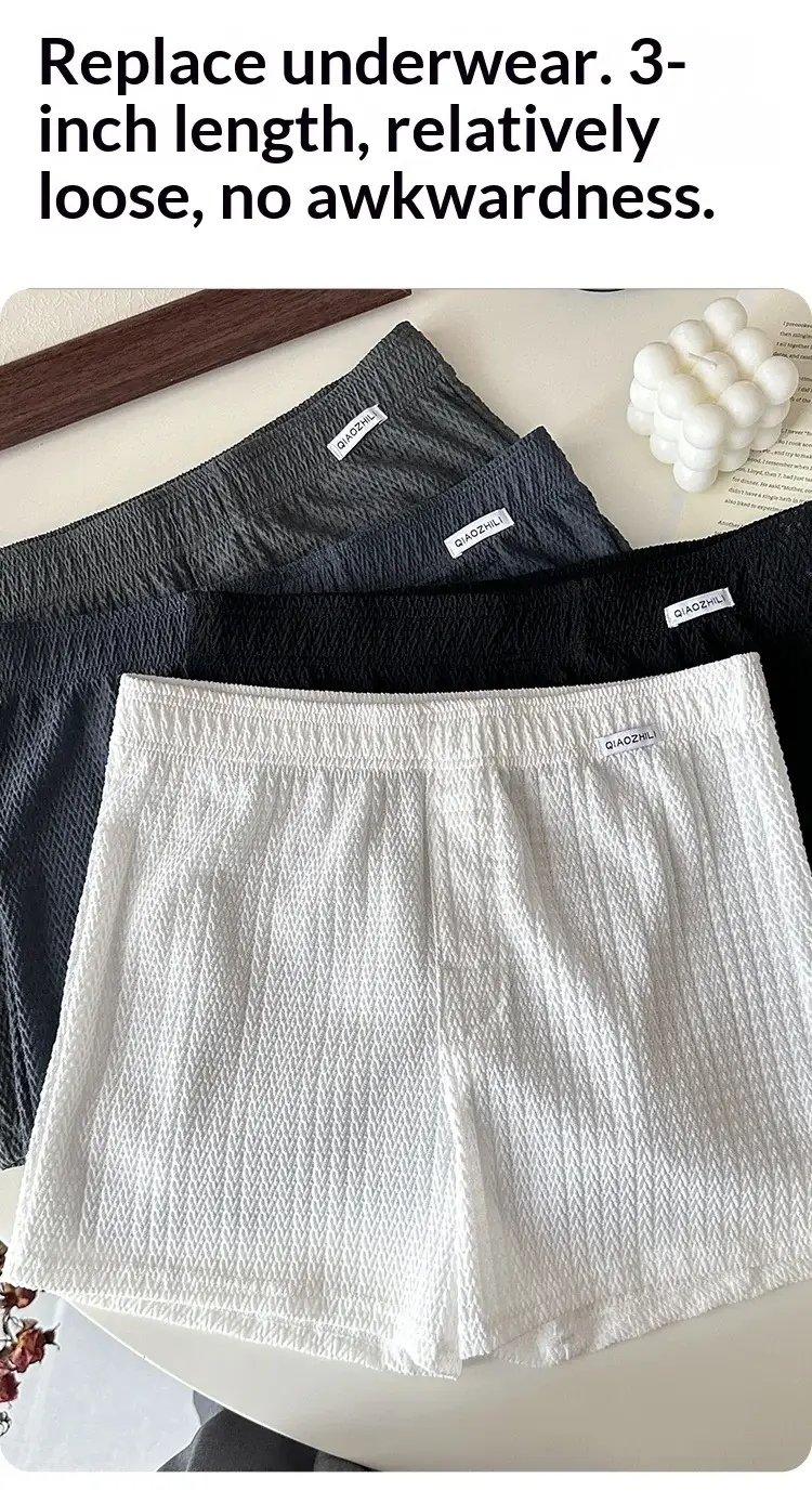 Nieuwe heren boxershorts van ijszijde jacquard, los en ademend, groot formaat, vierkante snit, thuis casual eenvoudig herenondergoed
