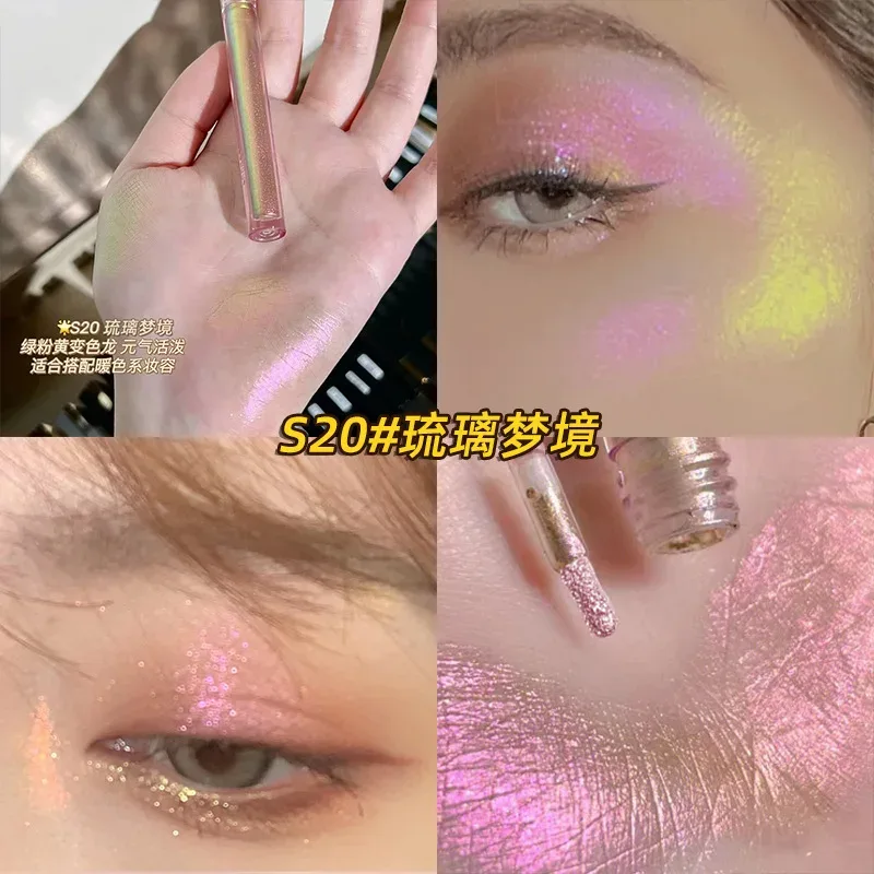 Glitter Chameleon Eye Makeup Multichrome Shimmer Eyeshadow Duochrome Stick Shine Chrome Highlighter Pen Party Luminous Cosmetics