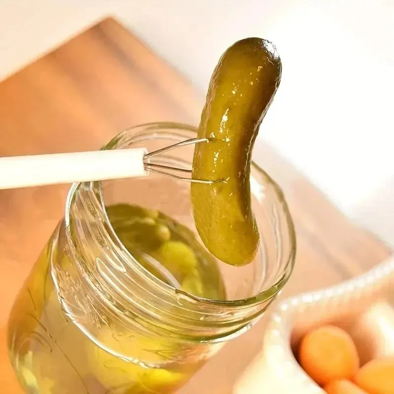 Plastic Pickle Clipper Tool - No Mess Pickle Picker W/ Non-Slip Grip for Jar Pickles Olives Kitchen Gadget Dishwasher Safe