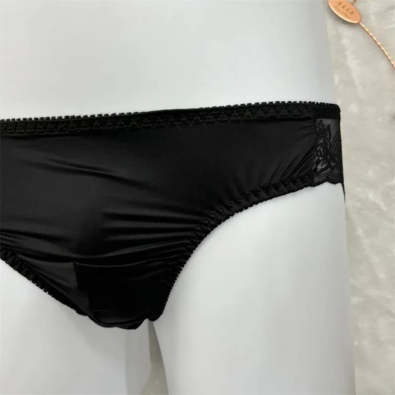 Cuecas sissy masculinas, cuecas de biquíni, lingerie com acabamento em renda, roupa íntima gay masculina crossdress, roupa íntima sexy para homens