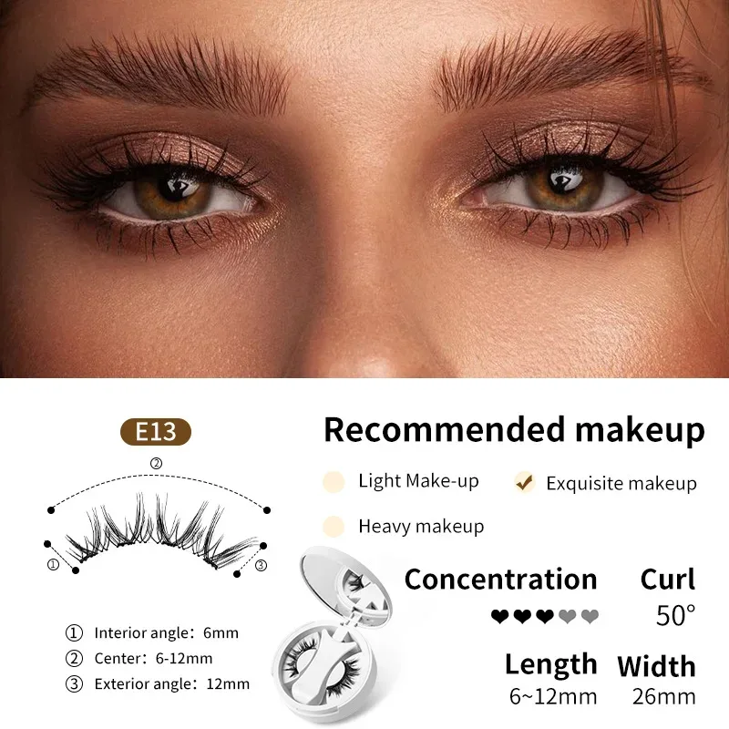 Brown Magnetic False Eyelashes Natural Soft Light Weight Eye Makeup Set With Applicater One-Piece Box Easy To Carry Eyelash Tool — image 10