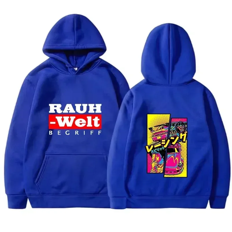 Rauh Welt Hoodie Auto Widebody Tuning JDM Racing Pop Art Comic Ästhetik Schwarz Übergroßes lässiges Sweatshirt Langarm