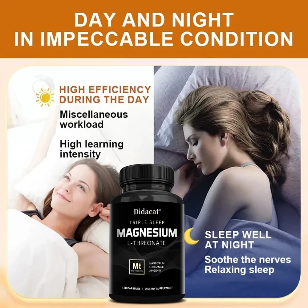 Magnesium L-threonate Capsules - Enhance Concentration Memory Promote Brain Health Improve Sleep Quality Reduces Fatigue