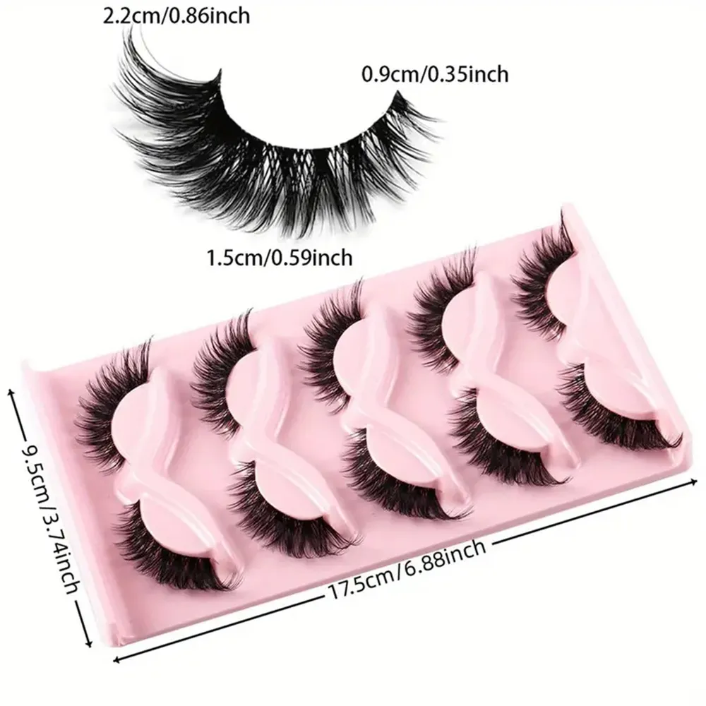 5 Pairs Cat Eye Lashes Faux Mink Eyelashes Natural long Manga Lashes Winged End Eye Elongated Eyelashes Fake Lashes Makeup