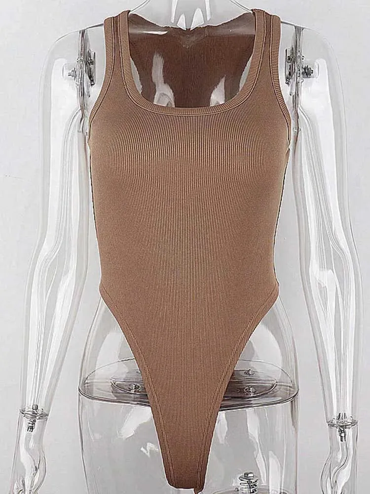 Sleeveless Knit Bodysuit 2025 Hot Summer Sexy Bodycon Off Shoulder Halter Tops Casual Street Bodice For Women ClubWear