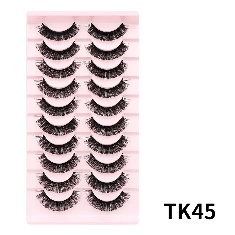 10 Pairs Russian DD Curl Bulk Fluffy Strip Lashes Natural Soft False Eyelashes Reusable Handmade Eye Lashes for Daily&Party
