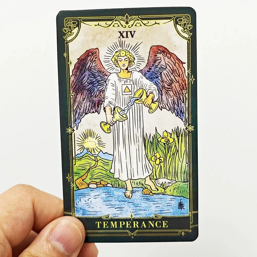 A.E. Classic Tarot 78 Pcs Rider Waite System Tarot Cards with Gilded Edges Dark Green with Guidebook for Beginners 10.3*6cm