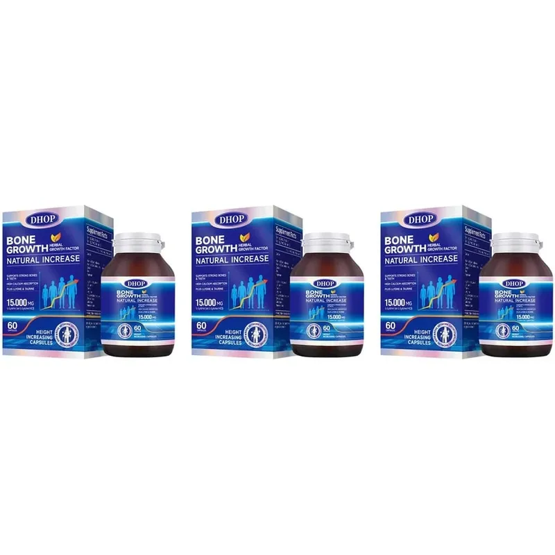 Bone Growth Natural Increase Capsules with L-Lysine Vitamin D3 Calcium & Zinc; Supports Strong Bones & Teeth 60 Capsules