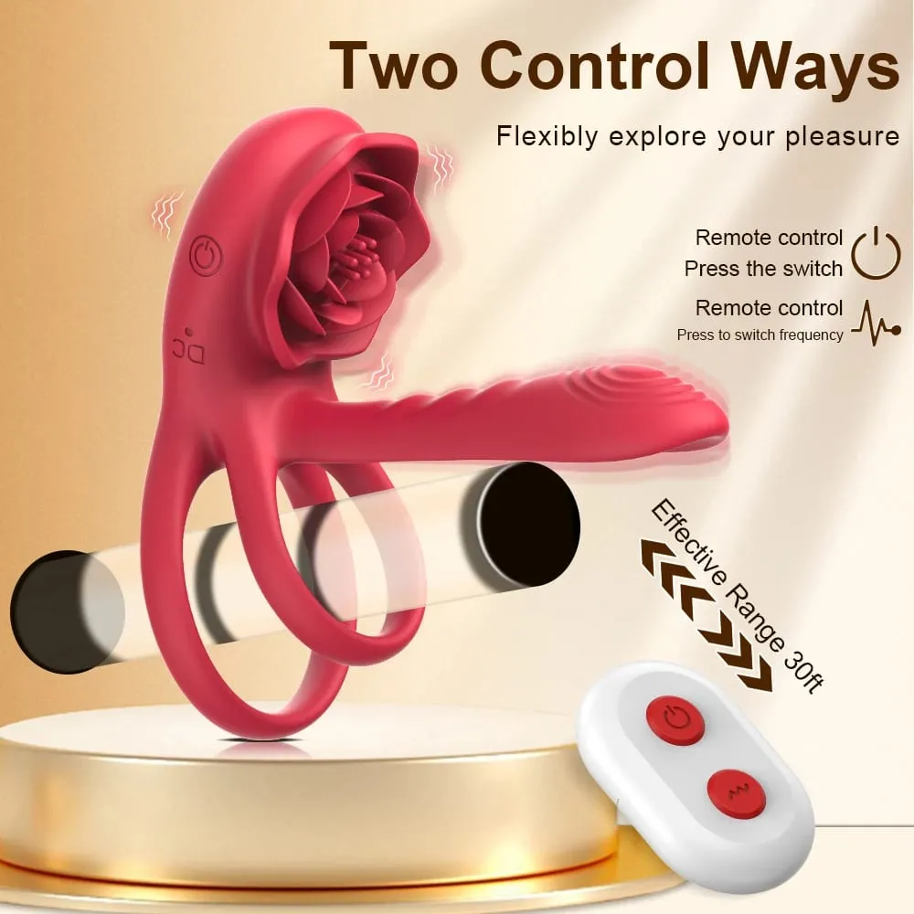 Rose Penis Cock Ring Vibrator Powerful Penis Sleeve Stimulator Delay Ejaculation G-spot Clitoral Massager Sex Toy for Couple 18+